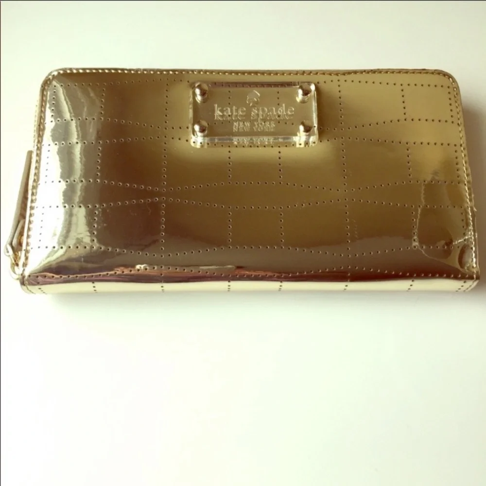 NWOT KATE♠️SPADE MIRROR METALLIC GOLD WALLET